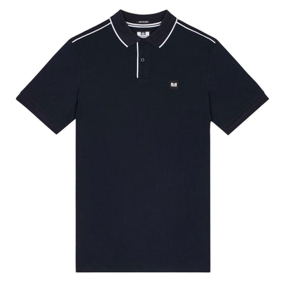 Navy-White - Front - Weekend Offender Mens Astola Piping Detail Polo Shirt