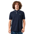 Navy-White - Close up - Weekend Offender Mens Astola Piping Detail Polo Shirt