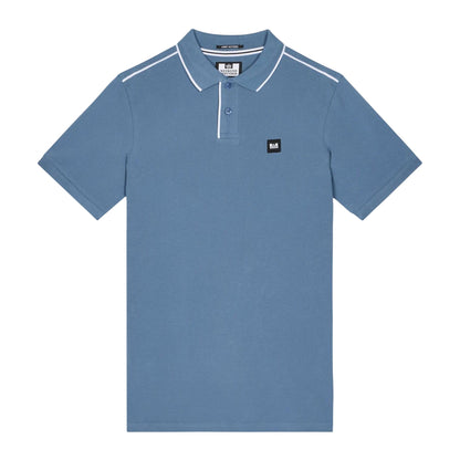 Blue-White - Front - Weekend Offender Mens Astola Piping Detail Polo Shirt