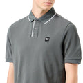 Grey-White - Side - Weekend Offender Mens Astola Piping Detail Polo Shirt