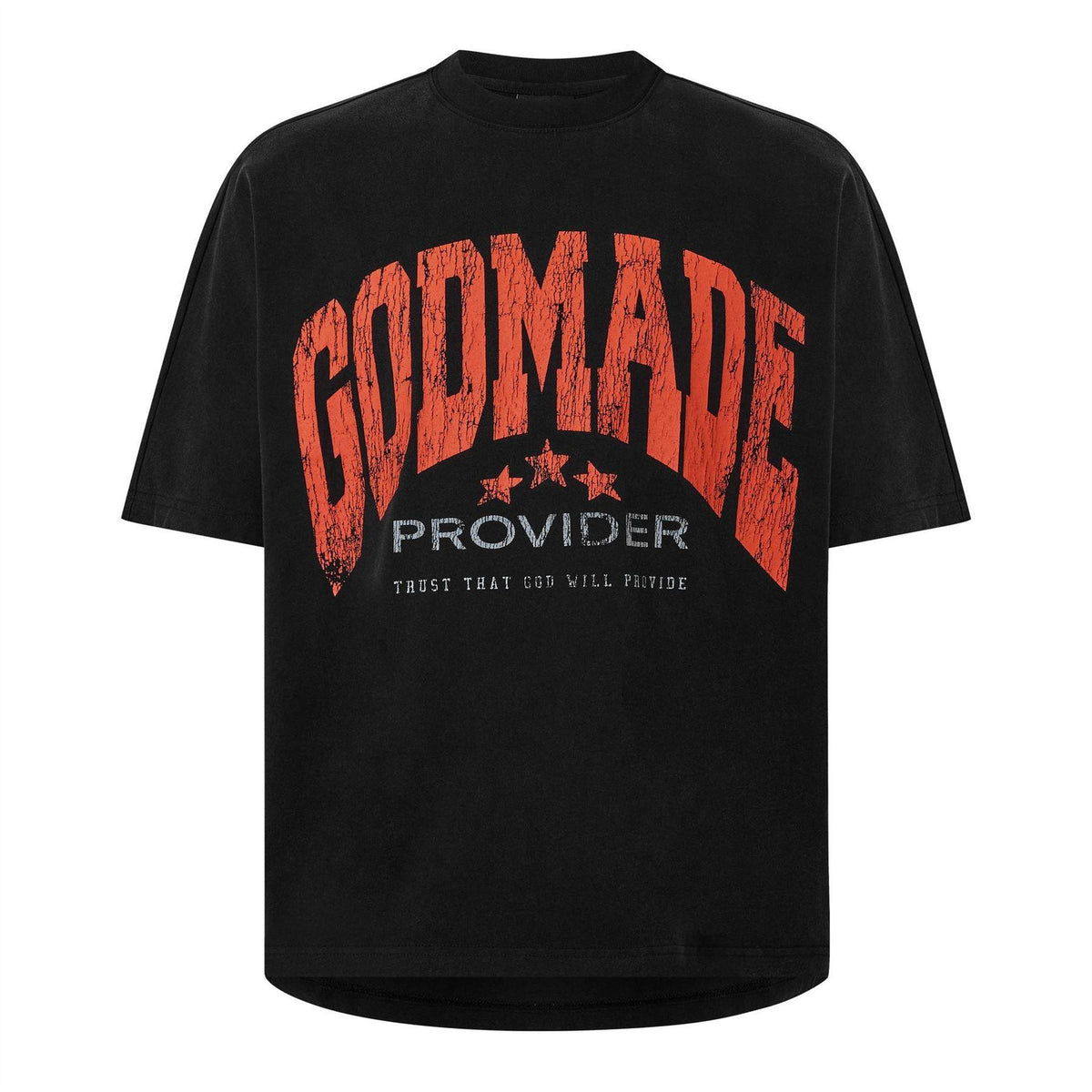 Washed Black - Front - GodMade Mens Logo Regular T-Shirt
