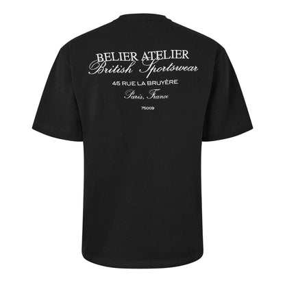Black - Back - Belier Mens Atelier Text Logo T-Shirt