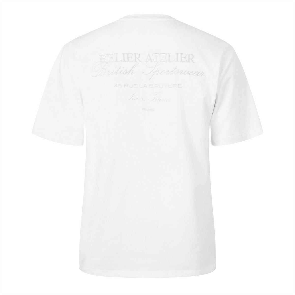 White - Back - Belier Mens Atelier Text Logo T-Shirt