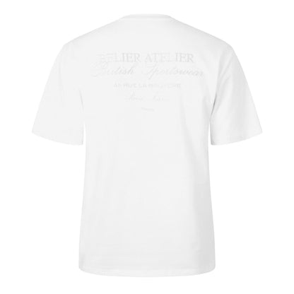 White - Back - Belier Mens Atelier Text Logo T-Shirt