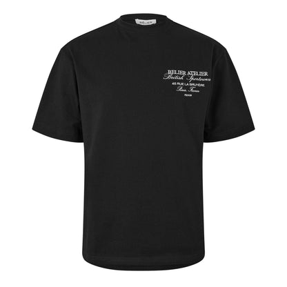 Black - Front - Belier Mens Atelier Text Logo T-Shirt