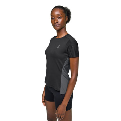 Black-Eclipse Blue - Side - On Womens-Ladies Performance Running Top