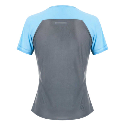 Blue - Back - On Womens-Ladies Performance Running Top
