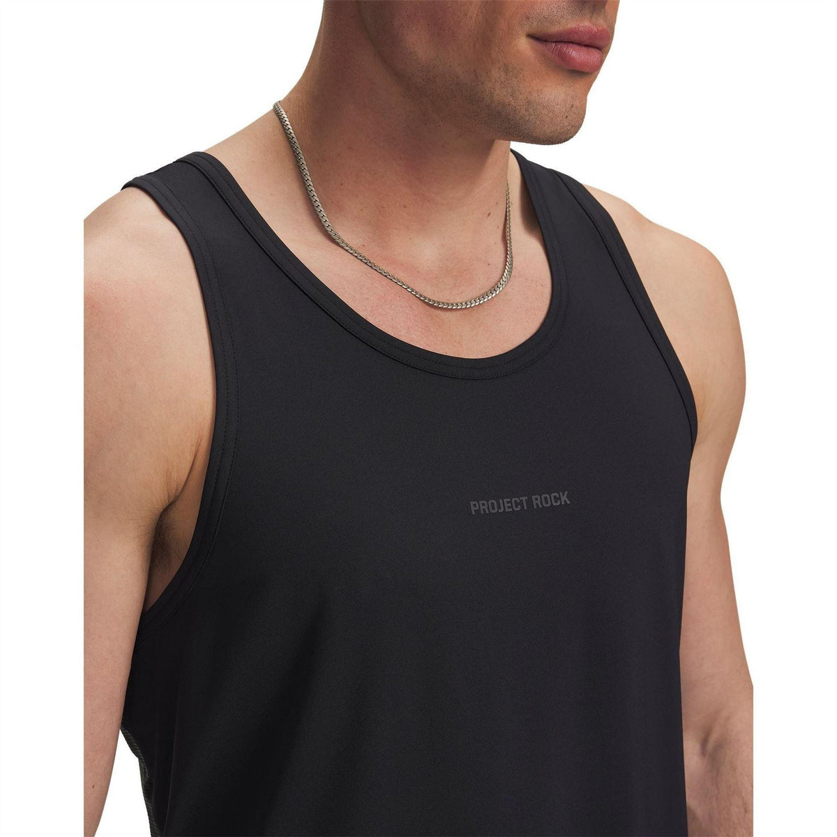 Black - Side - Under Armour Mens Project Rock Tank Top