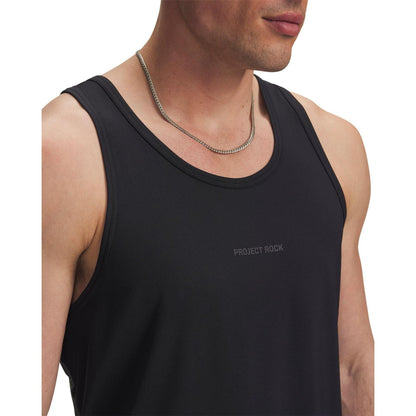 Black - Side - Under Armour Mens Project Rock Tank Top