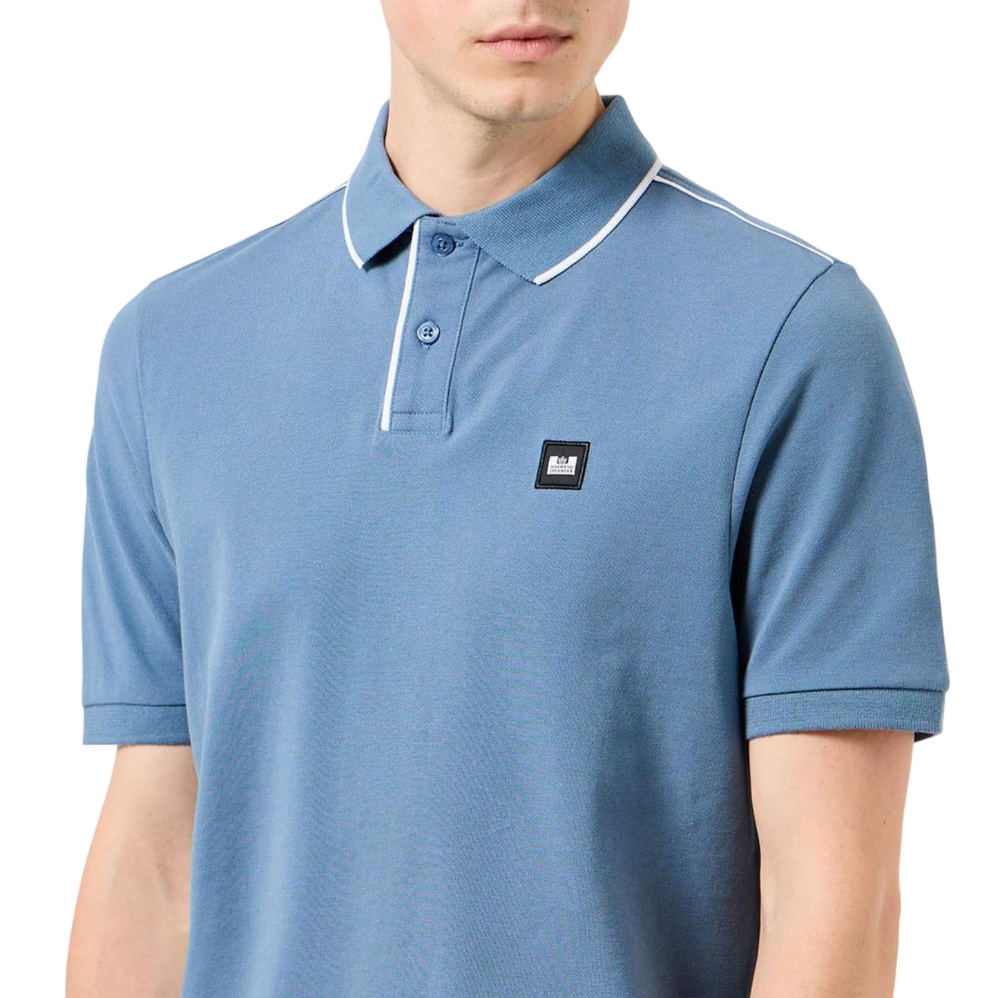 Blue-White - Side - Weekend Offender Mens Astola Piping Detail Polo Shirt