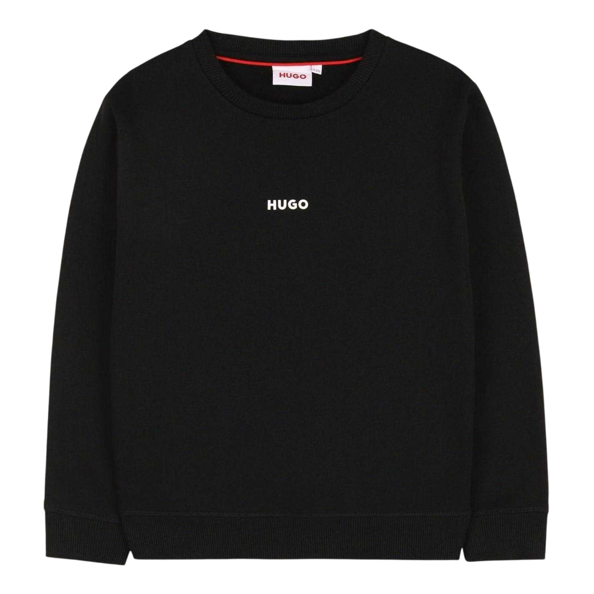Black - Front - Hugo Boys Crew Neck Regular Sweatshirt