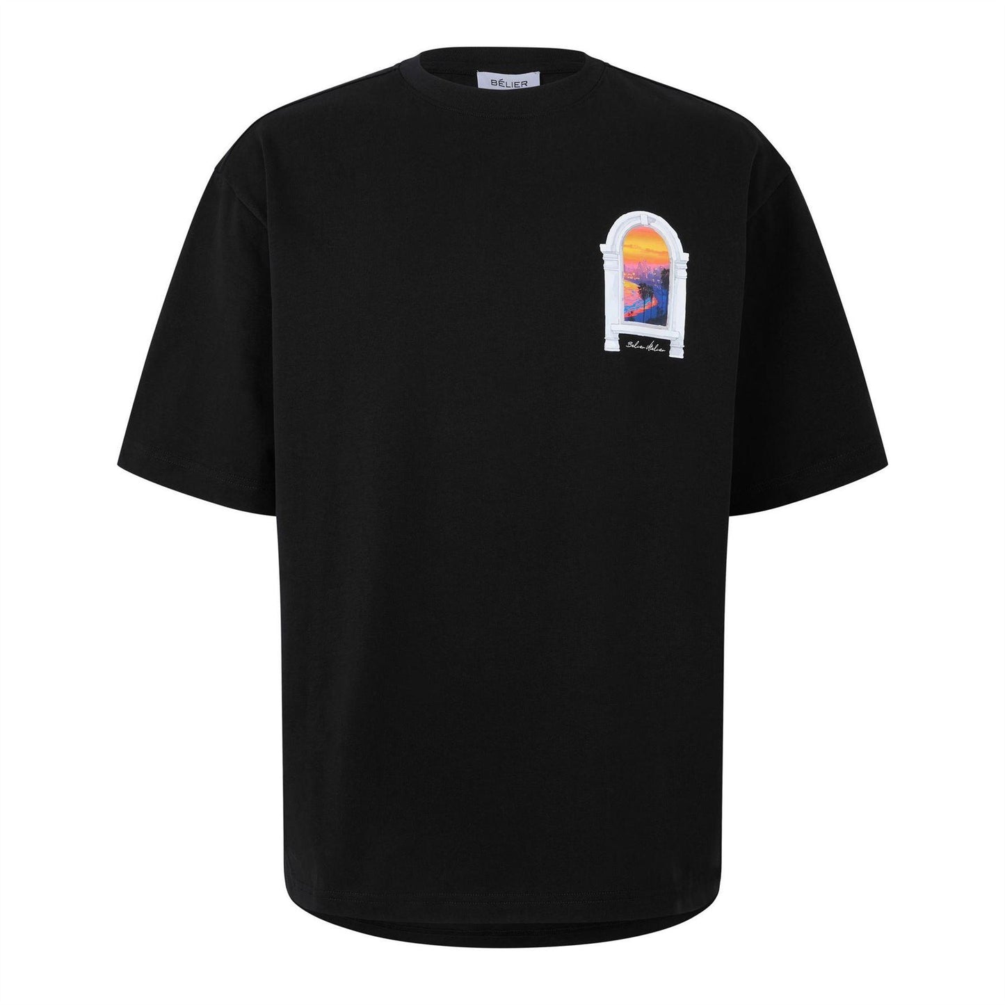 Black - Front - Belier Mens Miami Regular T-Shirt