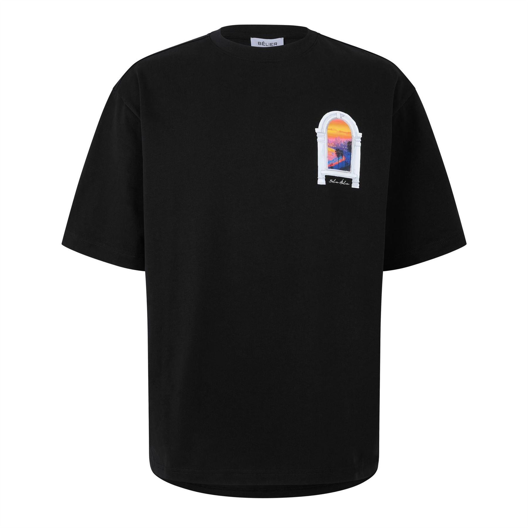 Black - Front - Belier Mens Miami Regular T-Shirt