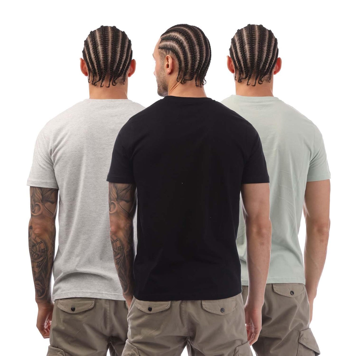 Grey-Light Grey-Black - Back - Farah Mens Laven T-Shirt (Pack of 3)