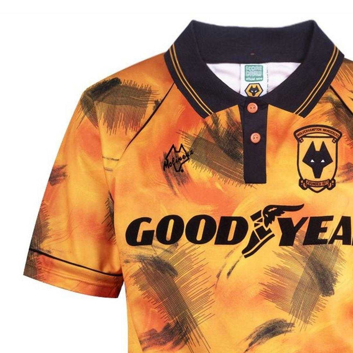 Orange-Black - Side - Score Draw Mens 1993 Wolverhampton Wanderers FC Football Jersey