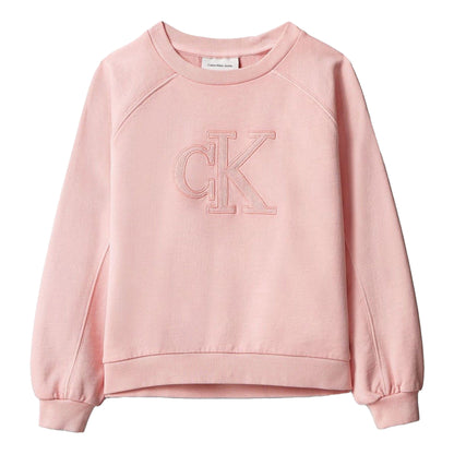 Pink - Front - Calvin Klein Childrens-Kids Relaxed Fit Sweatshirt