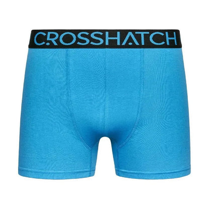 Blue-Black - Lifestyle - Crosshatch Mens Knightling Logo Boxer Briefs (Pack of 3)