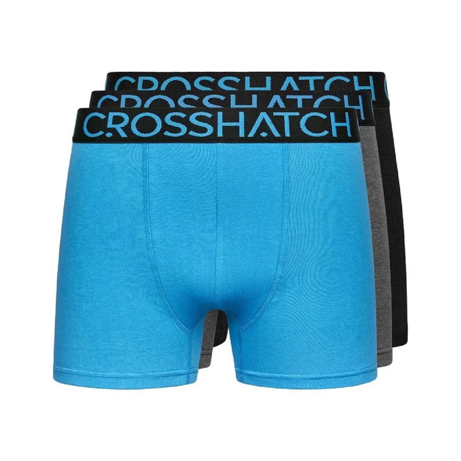 Blue-Black - Front - Crosshatch Mens Knightling Logo Boxer Briefs (Pack of 3)