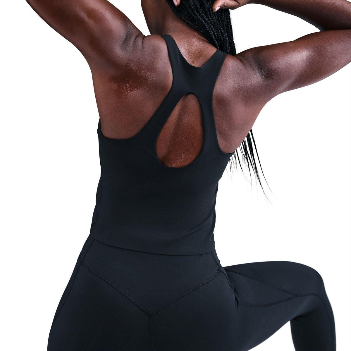 Black-Anthracite-Smoke Grey - Back - Nike Womens-Ladies Swoosh Tank Top