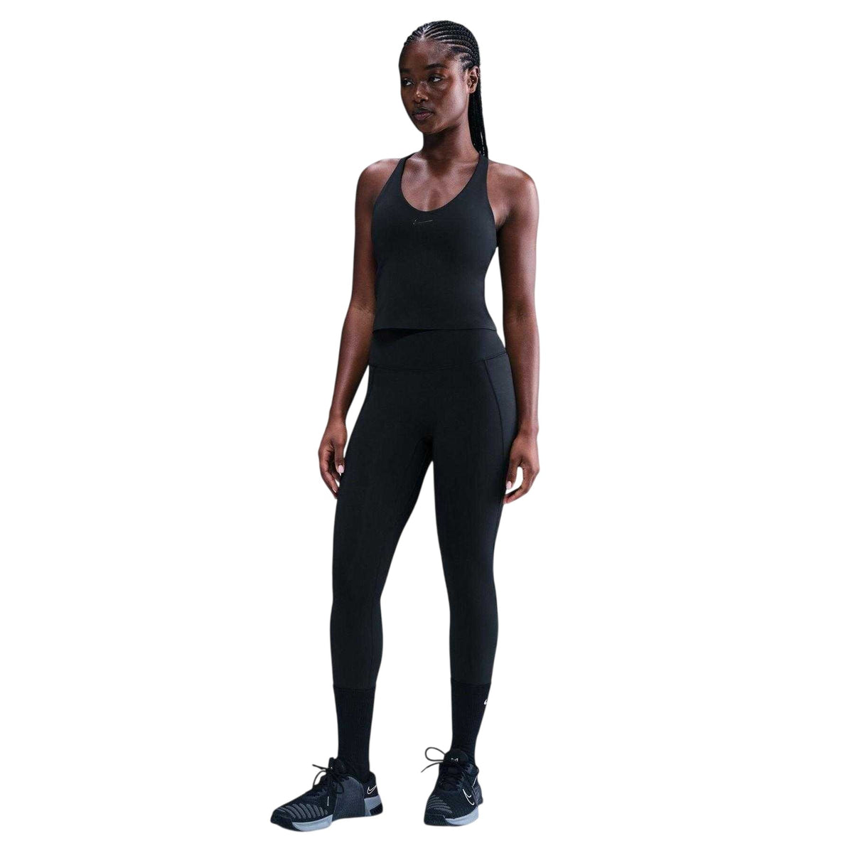 Black-Anthracite-Smoke Grey - Side - Nike Womens-Ladies Swoosh Tank Top