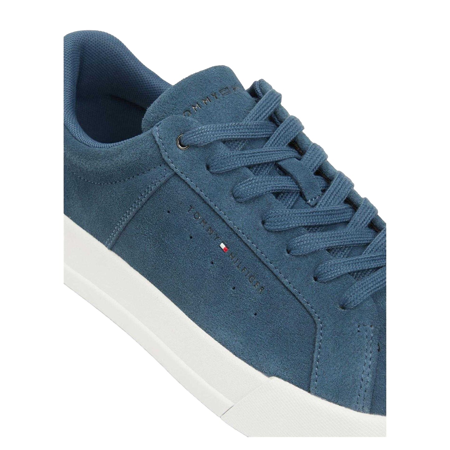 Aegean Sea - Side - Tommy Hilfiger Mens Court Suede Flat Trainers