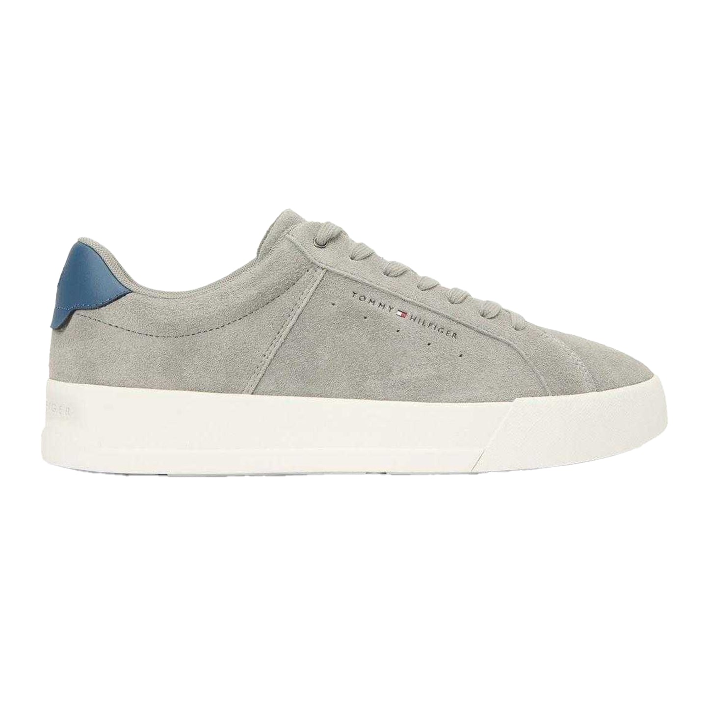 White-Grey - Front - Tommy Hilfiger Mens Court Suede Flat Trainers