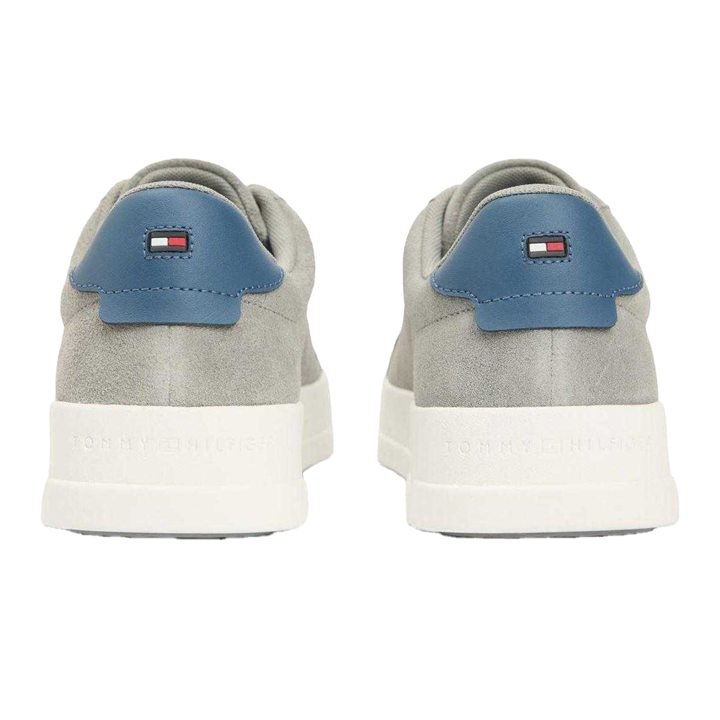 White-Grey - Back - Tommy Hilfiger Mens Court Suede Flat Trainers
