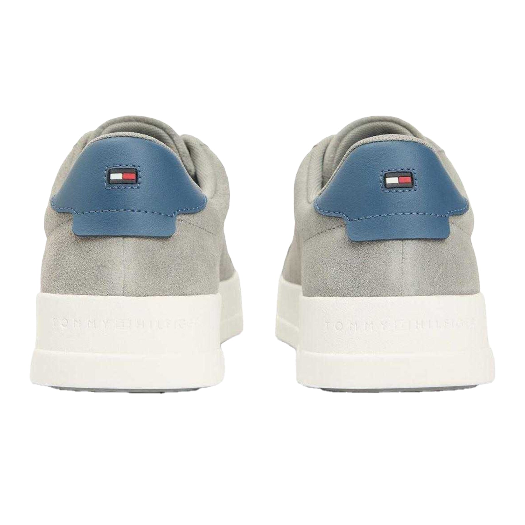 White-Grey - Back - Tommy Hilfiger Mens Court Suede Flat Trainers