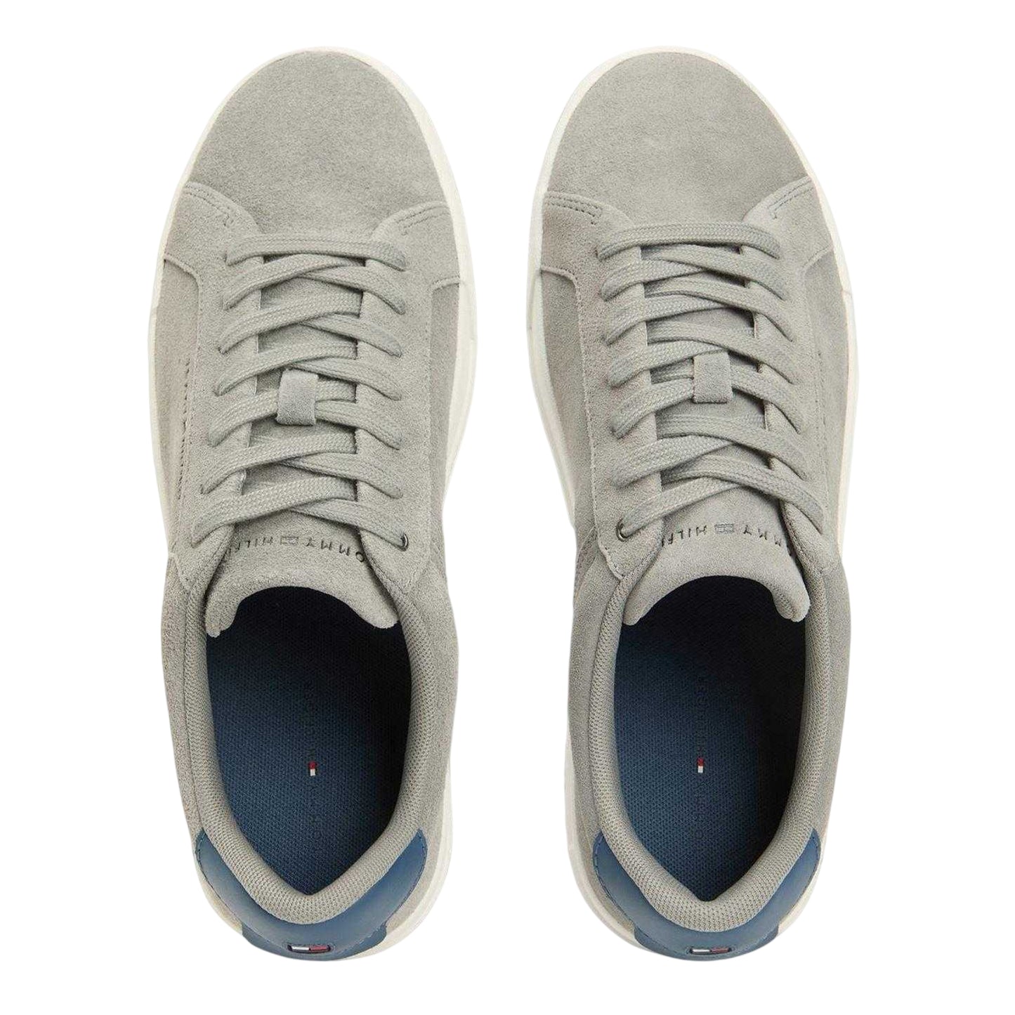 White-Grey - Lifestyle - Tommy Hilfiger Mens Court Suede Flat Trainers