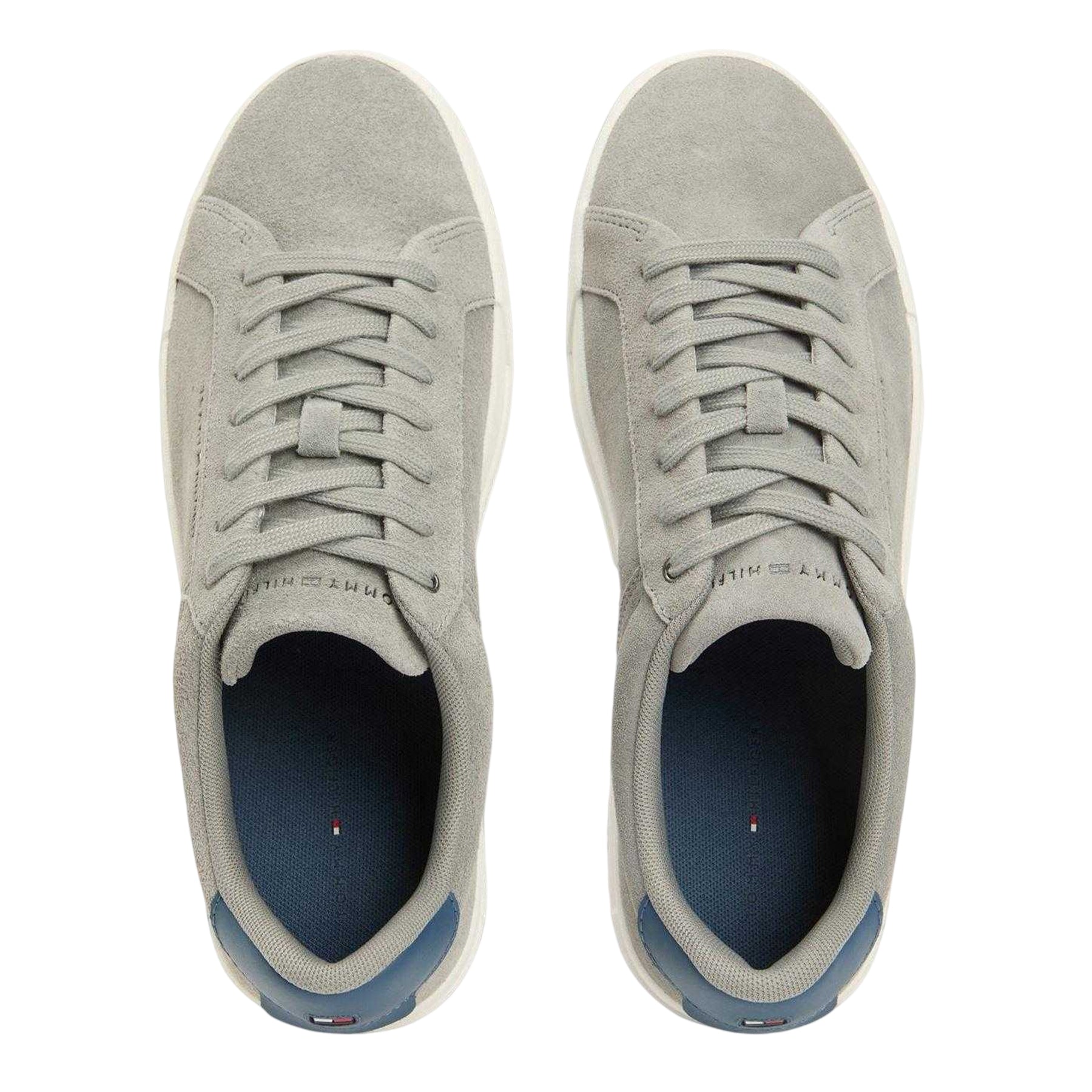 White-Grey - Lifestyle - Tommy Hilfiger Mens Court Suede Flat Trainers