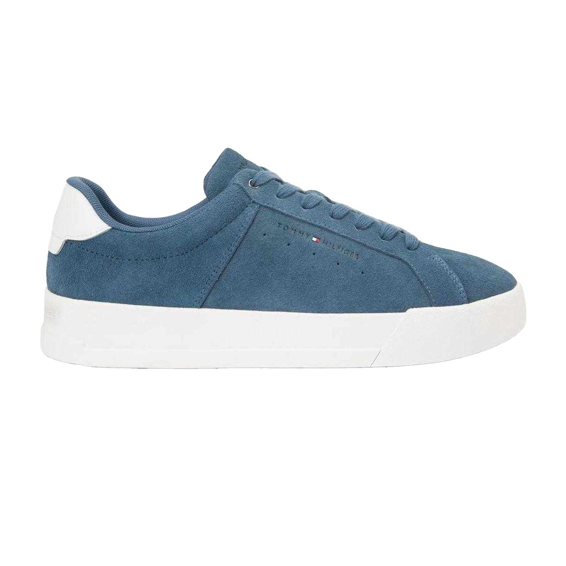 Aegean Sea - Front - Tommy Hilfiger Mens Court Suede Flat Trainers