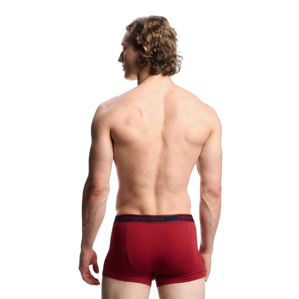 Red-Navy-White - Back - Emporio Armani Mens Core Logo Boxer Briefs (Pack of 3)