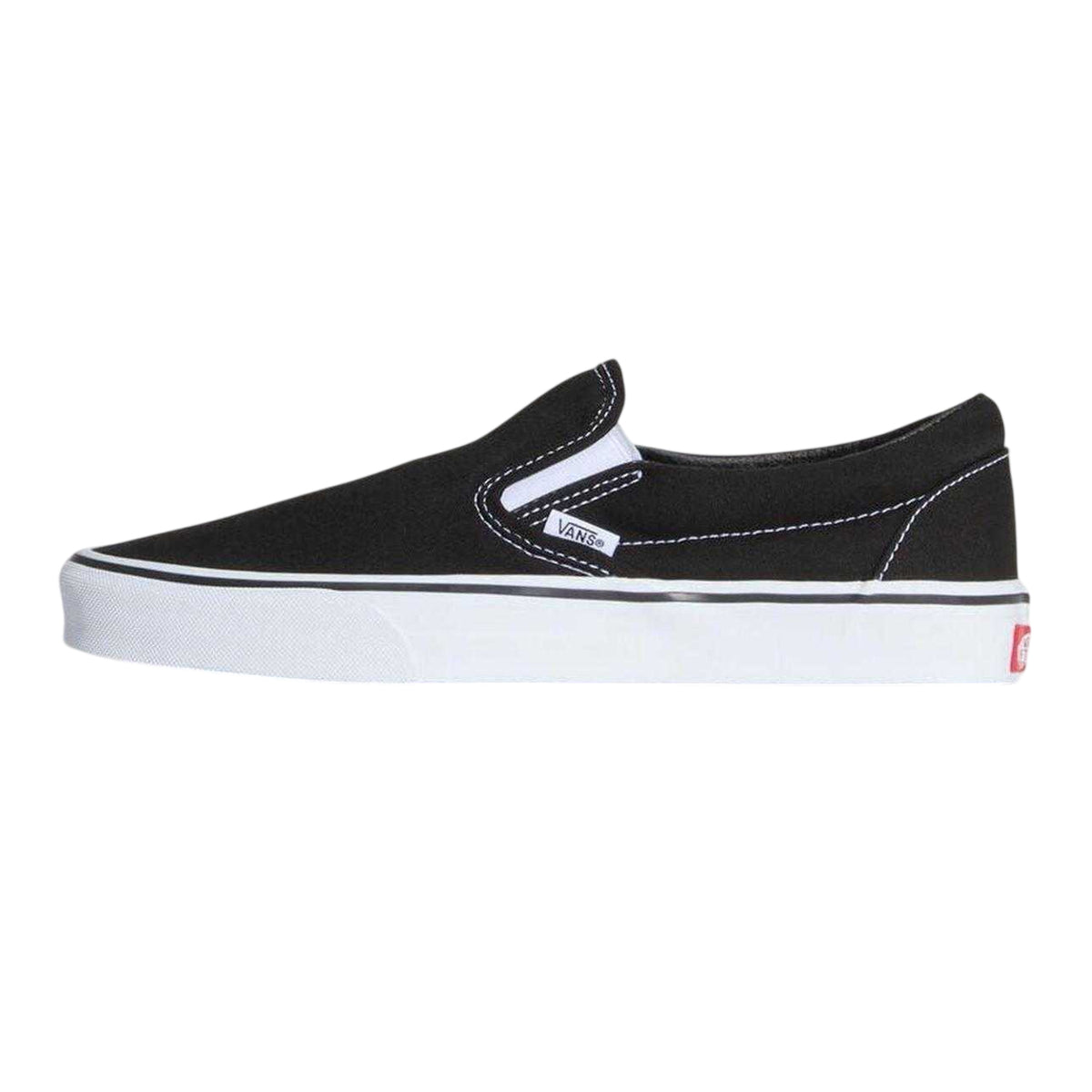 Black - Side - Vans Mens Authentic Canvas Slip-on Flat Trainers