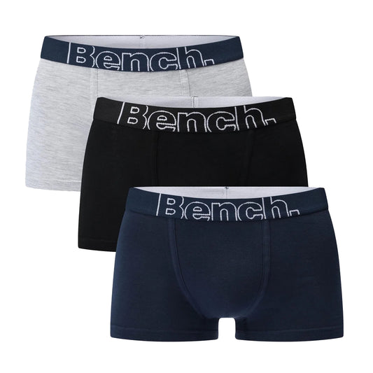 Black-Navy-Grey - Front - Bench Boys Lasek Logo Boxer Shorts (Pack of 3)