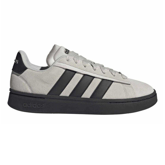 Grey-Core Black - Front - Adidas Mens Grand Court Alpha 00s 3 Stripes Suede Trainers