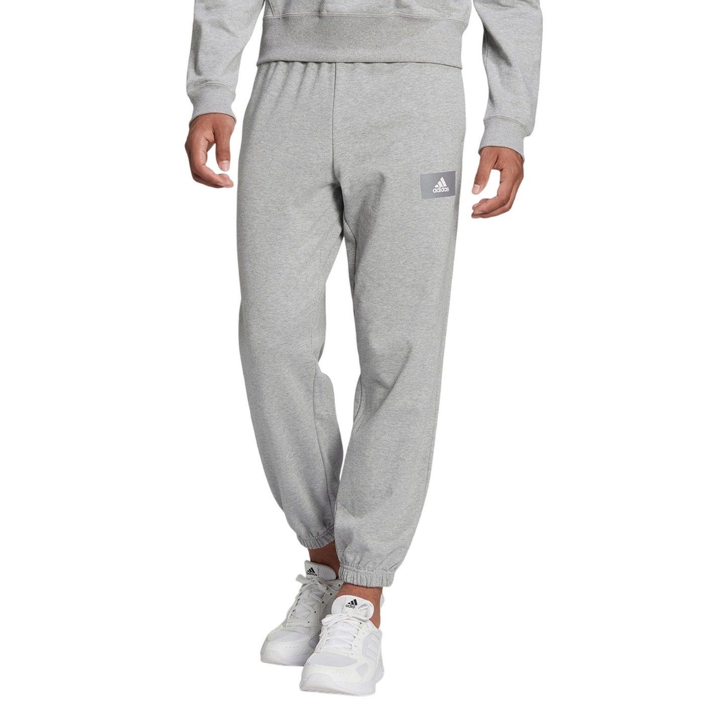 Grey - Side - Adidas Mens Essentials Feelvivid Jogging Bottoms