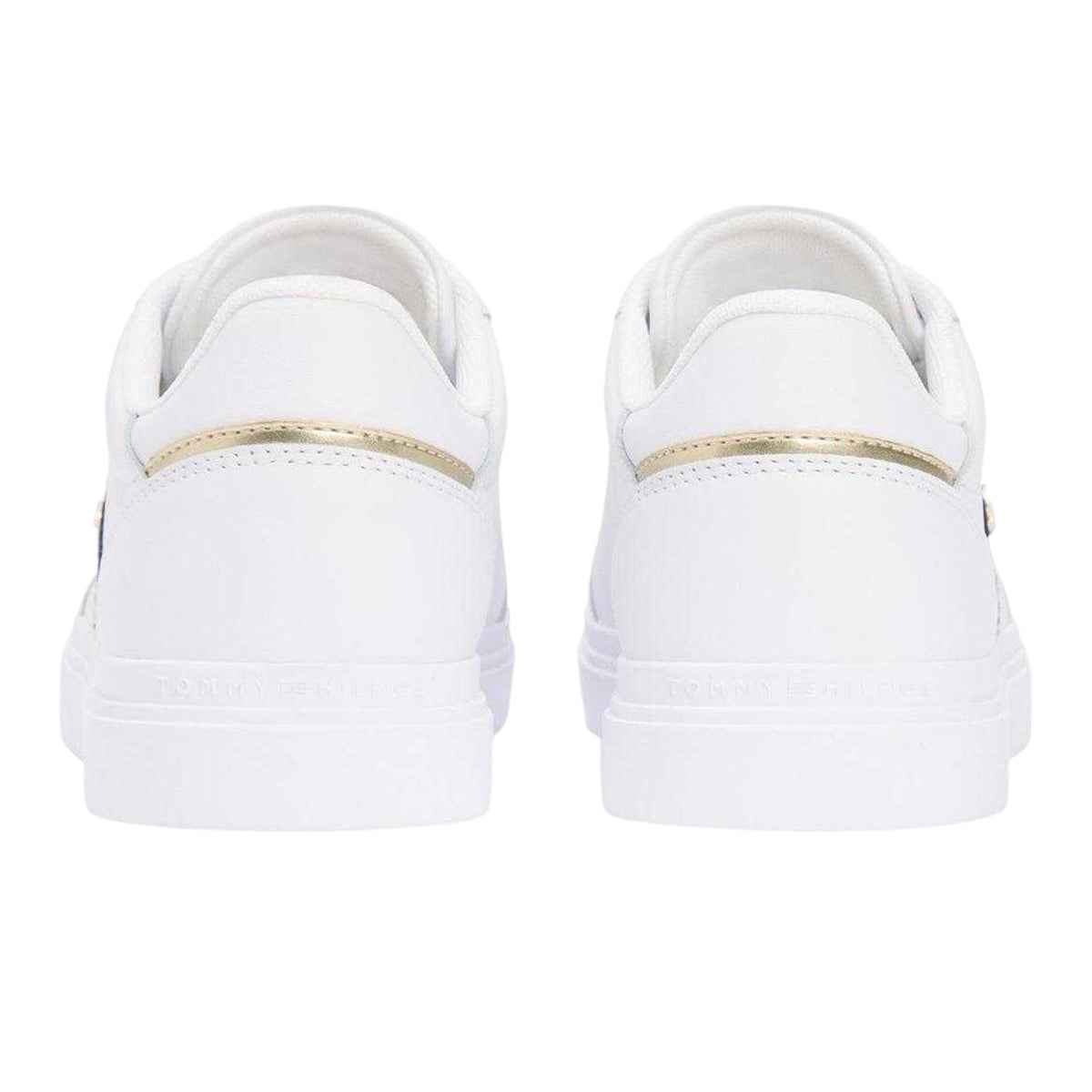 White - Back - Tommy Hilfiger Womens-Ladies Web Leather Flat Trainers