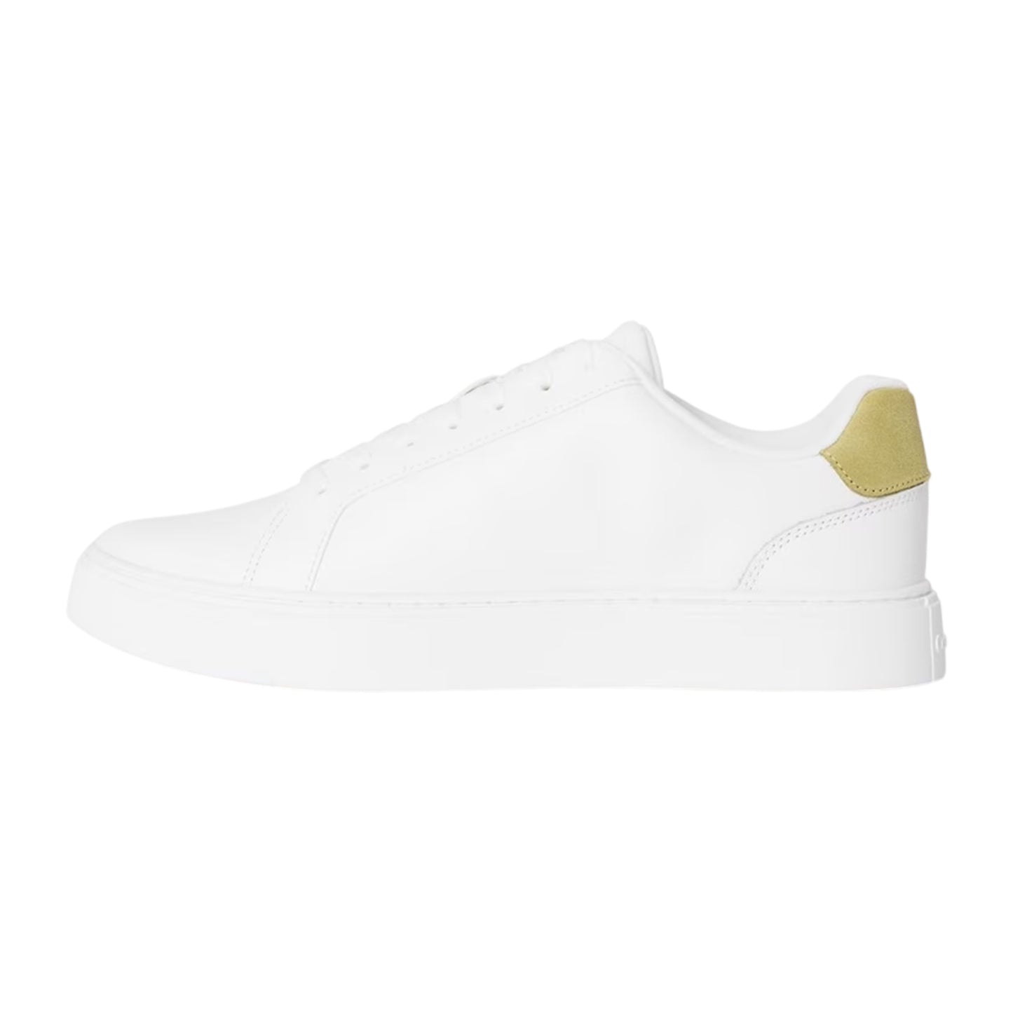 Bright White-White Sage - Back - Calvin Klein Mens Classic Logo Leather Trainers