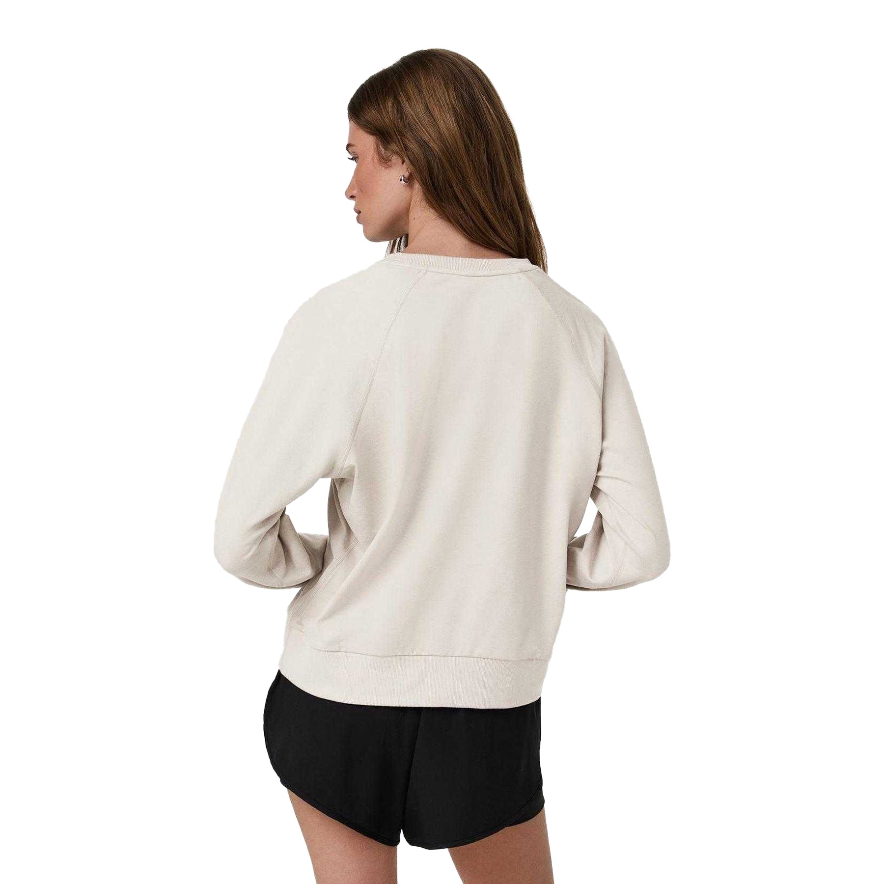 Ecru Heather - Back - Vuori Womens-Ladies Performance Logo Fitted Sweatshirt