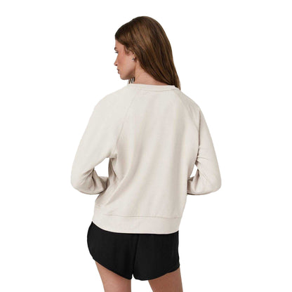 Ecru Heather - Back - Vuori Womens-Ladies Performance Logo Fitted Sweatshirt