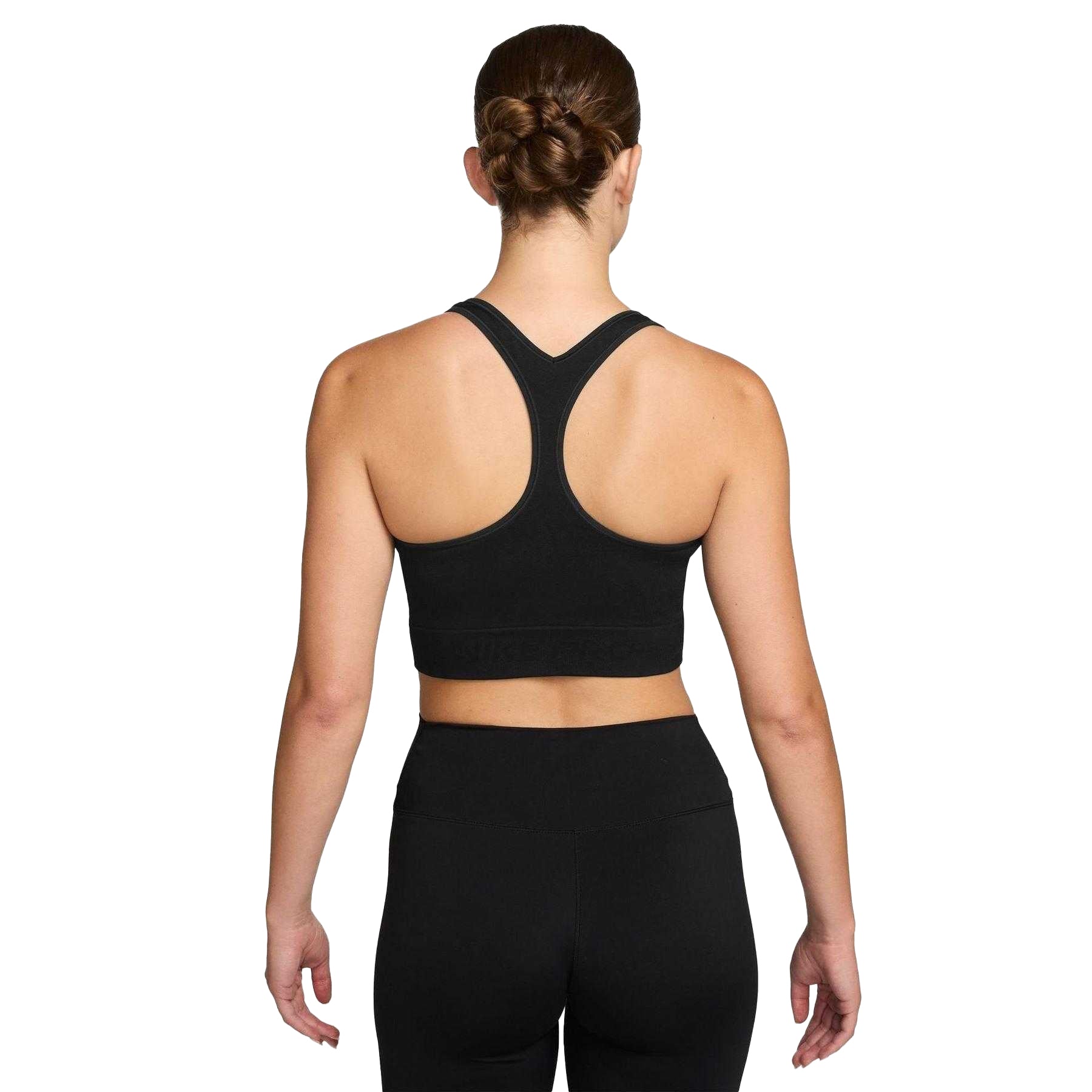 Black - Back - Nike Womens-Ladies Racerback Dri-FIT Cropped Tank Top