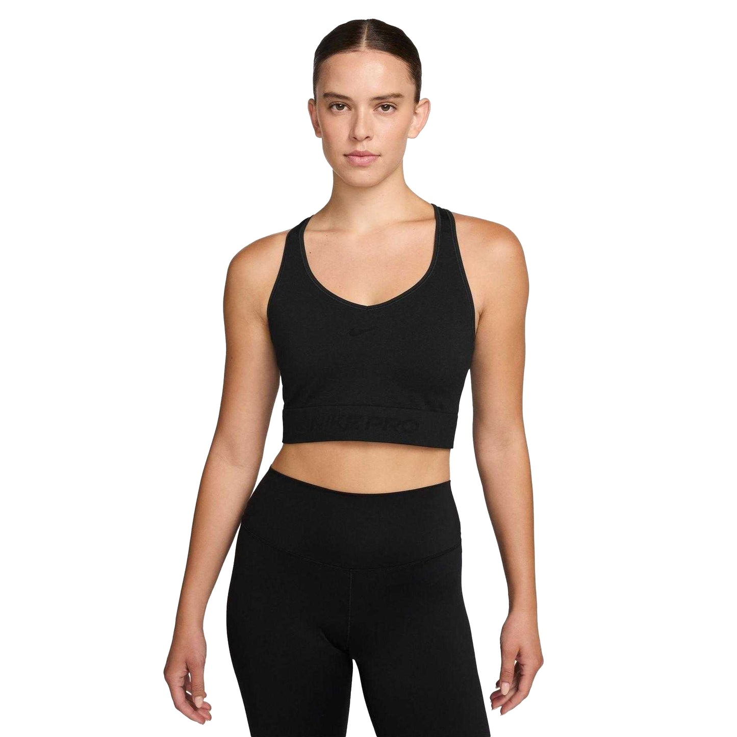 Black - Front - Nike Womens-Ladies Racerback Dri-FIT Cropped Tank Top