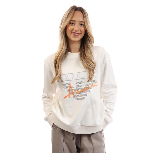 White - Front - Emporio Armani Womens-Ladies EA7 Logo Cotton Sweatshirt