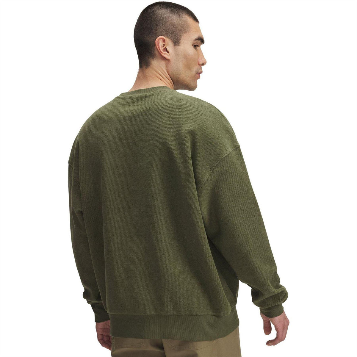 Green - Back - Under Armour Mens Lettering Terrycloth Drop Shoulder Sweatshirt