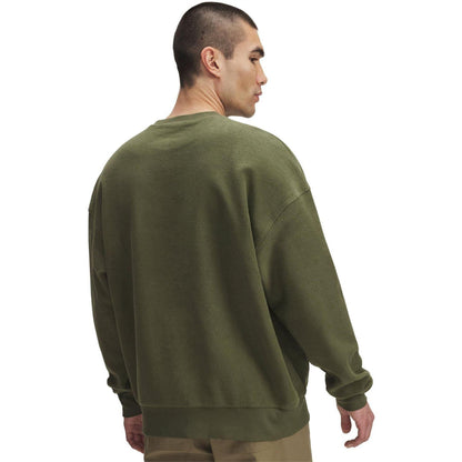 Green - Back - Under Armour Mens Lettering Terrycloth Drop Shoulder Sweatshirt