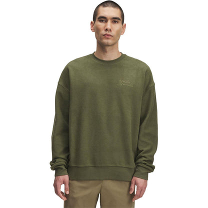 Green - Front - Under Armour Mens Lettering Terrycloth Drop Shoulder Sweatshirt