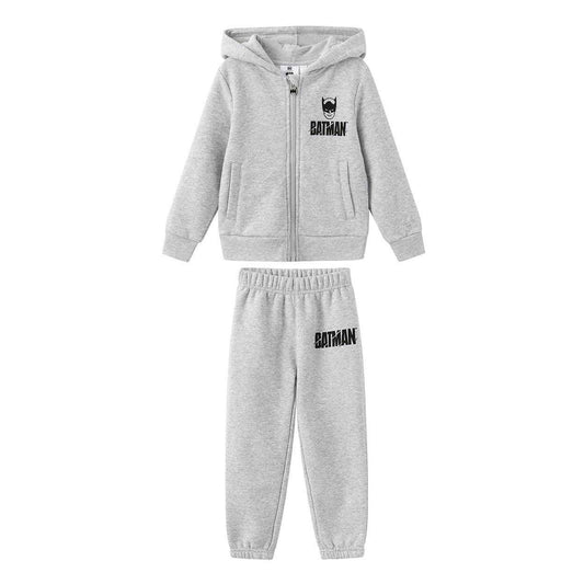 Grey - Front - Batman Boys Logo Tracksuit Set
