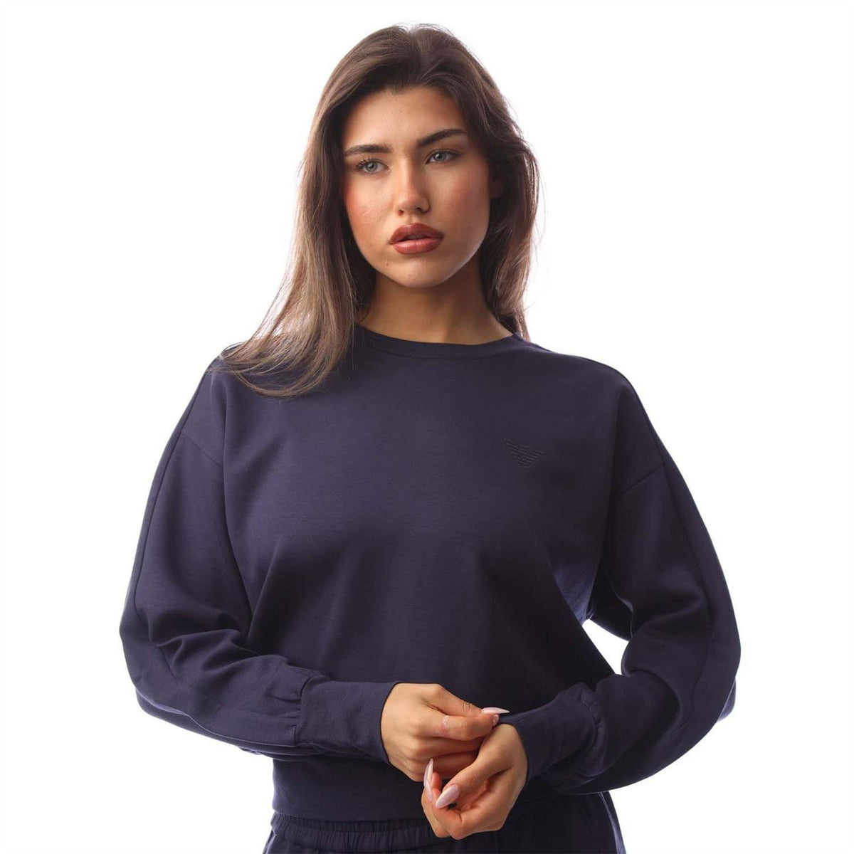 Blue - Side - Emporio Armani Womens-Ladies Relaxed Fit Sweatshirt