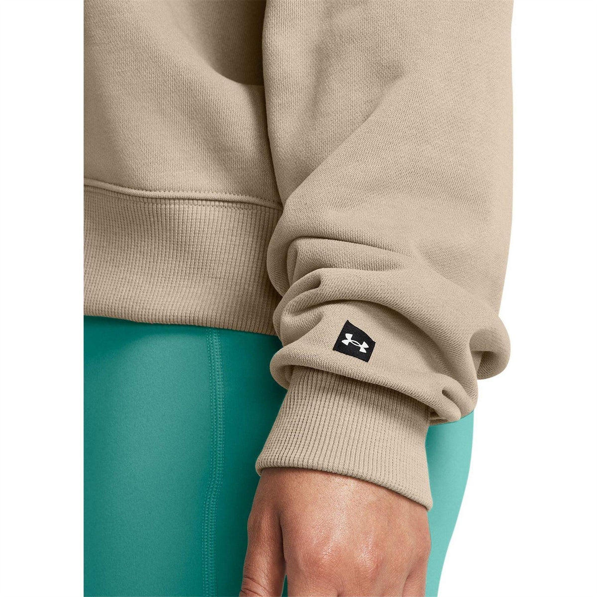 Brown - Side - Under Armour Womens-Ladies Project Rock Bull Skull French Terry Sweatshirt