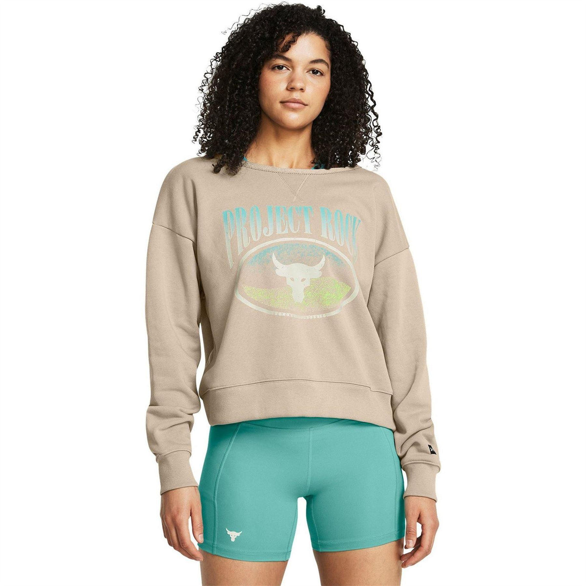 Brown - Lifestyle - Under Armour Womens-Ladies Project Rock Bull Skull French Terry Sweatshirt